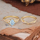 Romantic 5-Prong Pear Cut Aquamarine Stacking Ring
